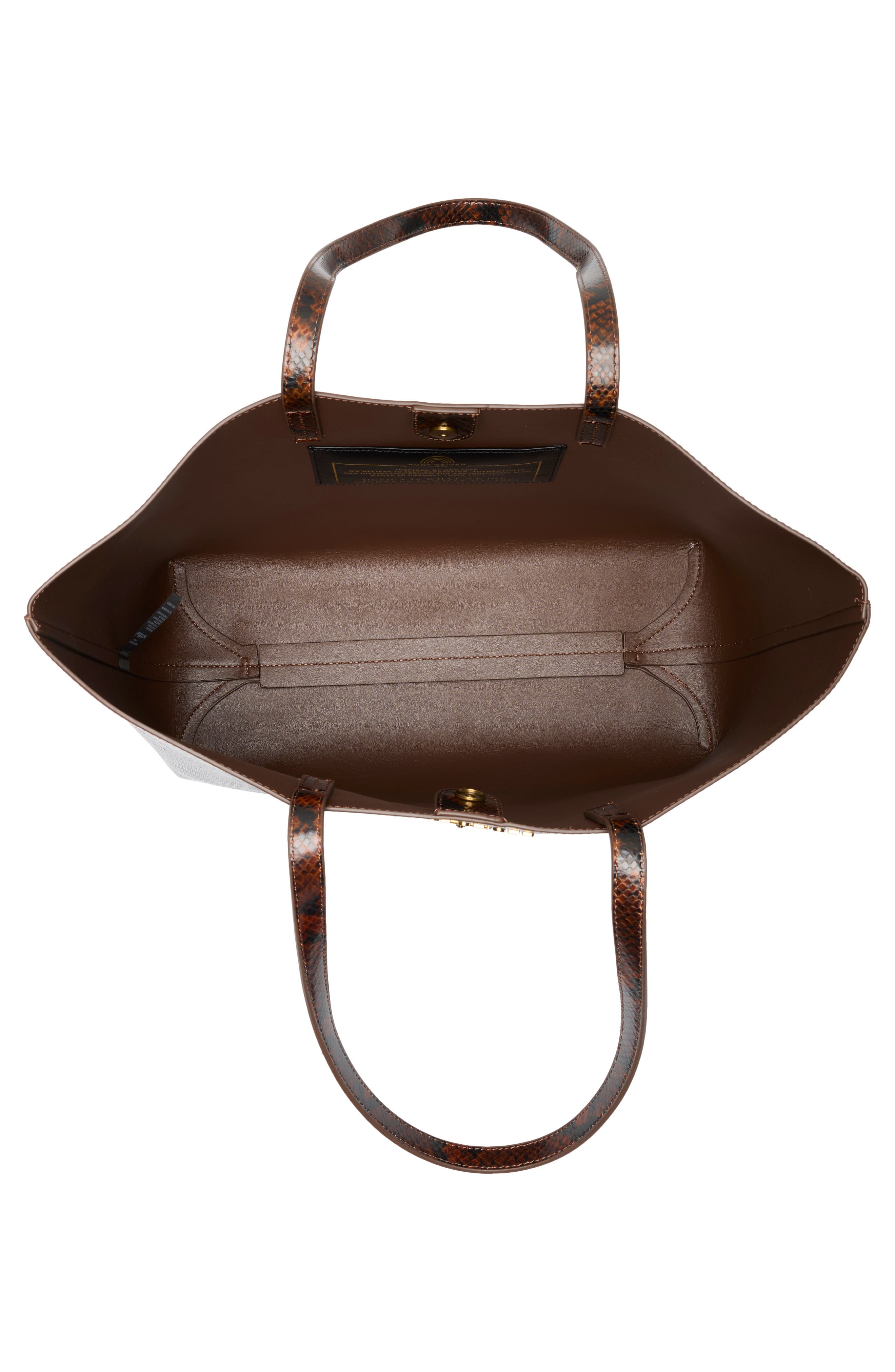Angel Snakeskin Embossed Leather Shopper, Alternate, color, BROWN