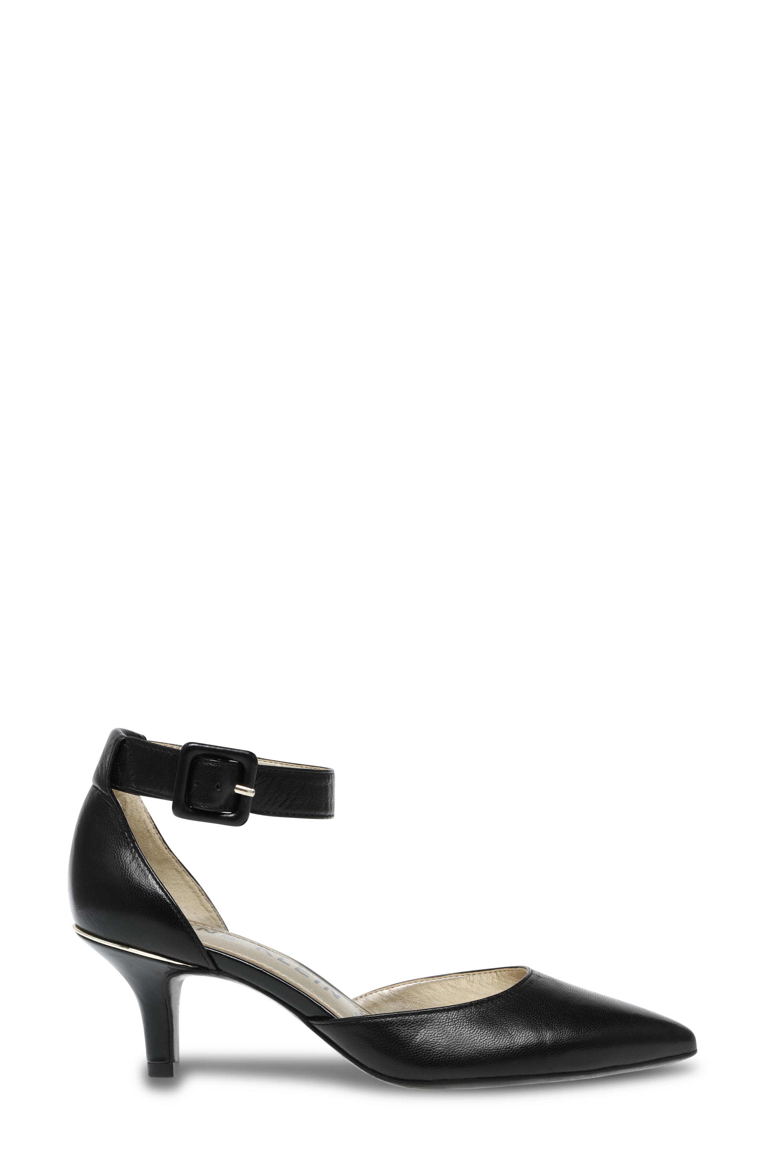 Anne Klein Fabulist Ankle Strap Pump, Alternate, color, Black Leather