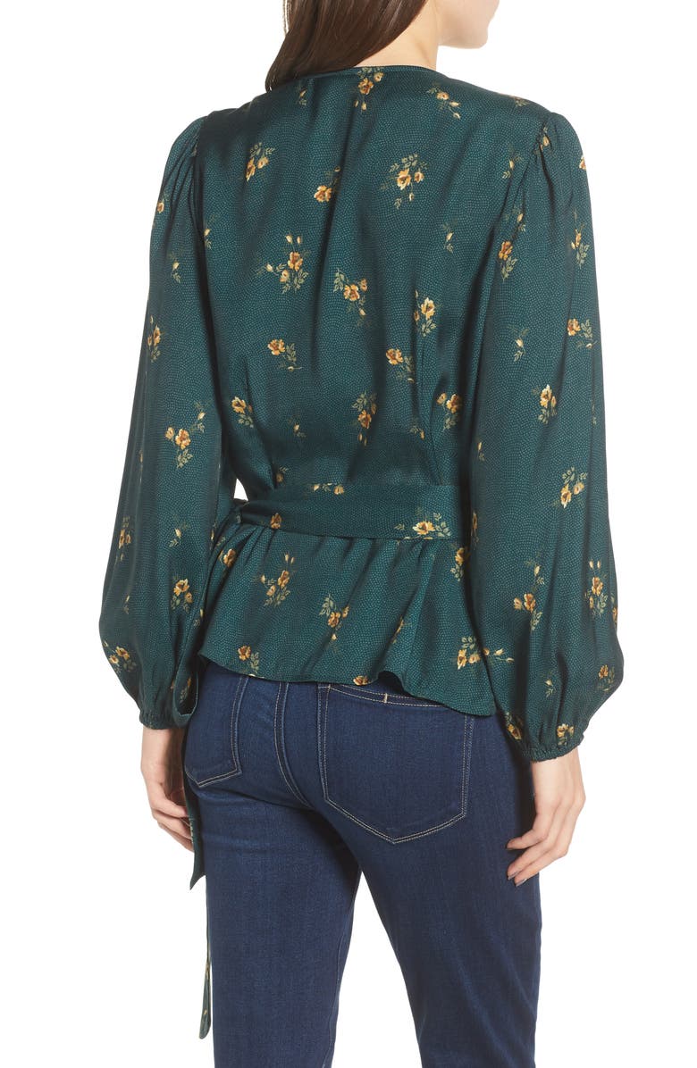 Hinge Floral Spot Wrap Top, Alternate, color,