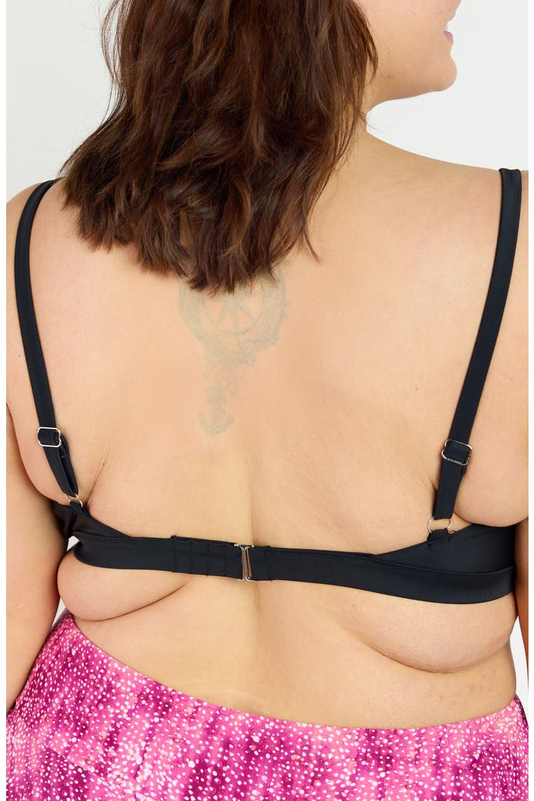 Plus Size Adjustable Strap Clasp Swim Bra, Alternate, color, Black