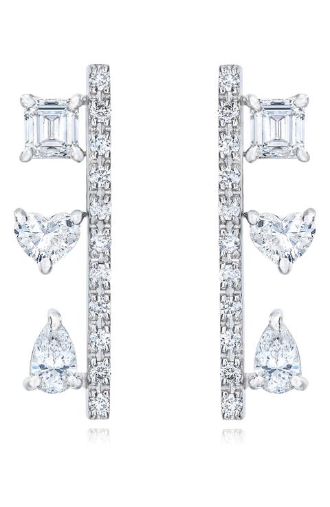 Diamond Bar Drop Earrings