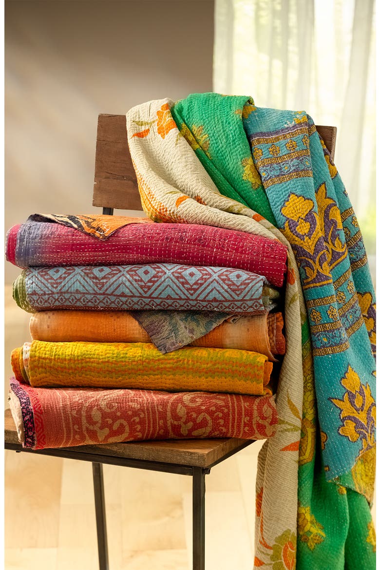 Kantha Hand Crafted Throw, Alternate, color, MULTI