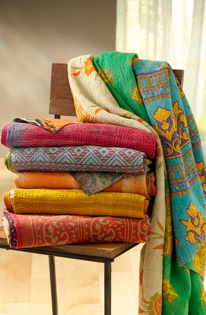 SUDHA PENNATHUR Kantha Hand Crafted Throw, Alternate, color,