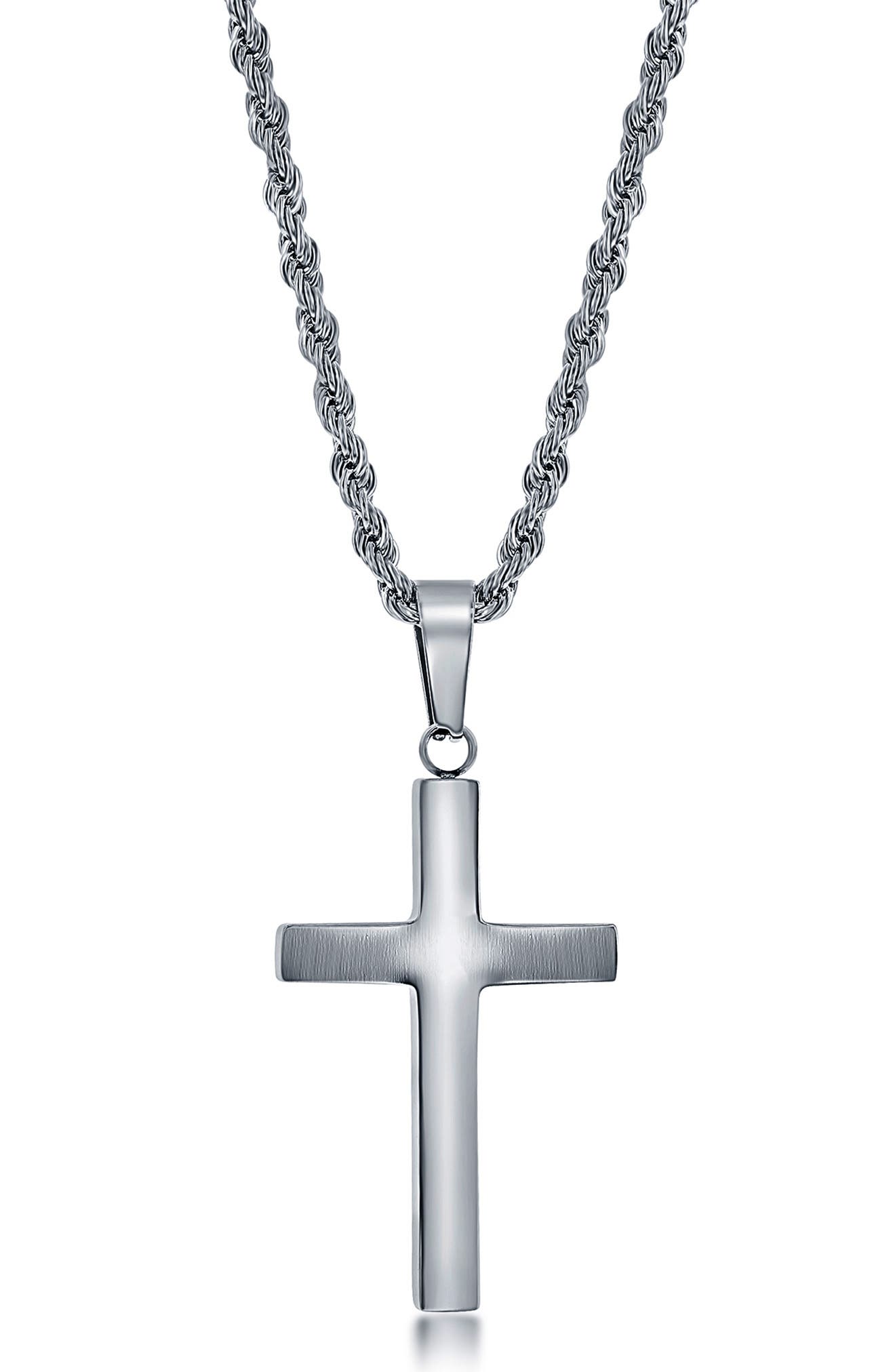 BLACKJACK Men's Stainless Steel Cross Pendant Necklace