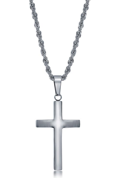 Men's Stainless Steel Cross Pendant Necklace