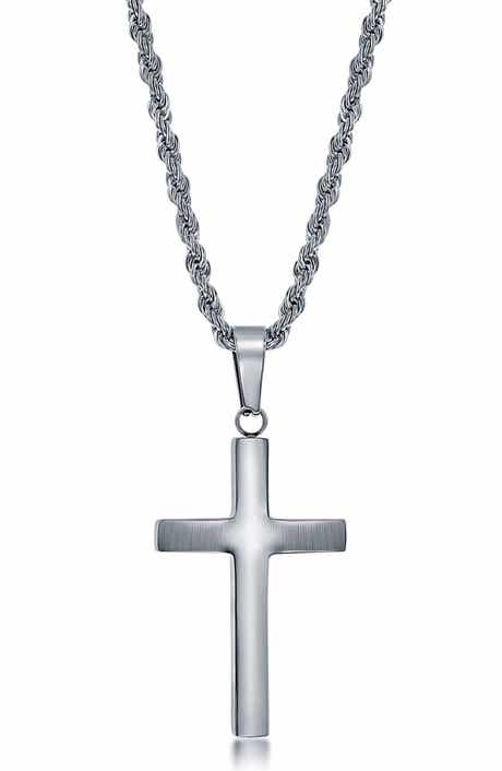 BLACKJACK Men's Stainless Steel Cross Pendant Necklace