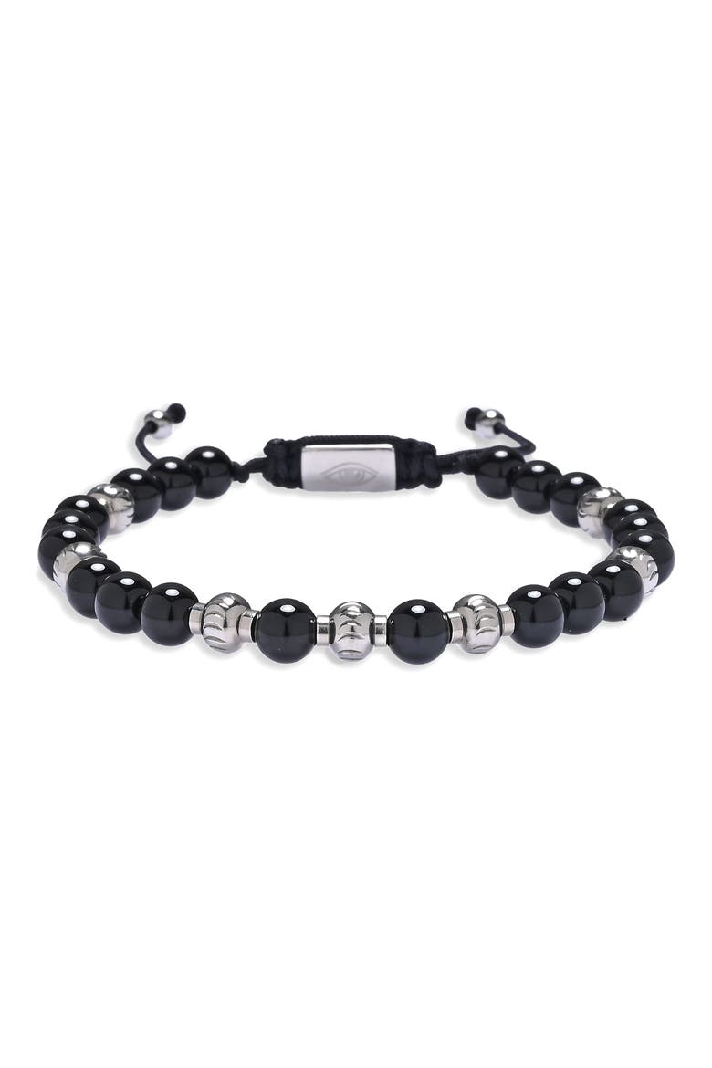 Adrian Agate Beaded Slider Bracelet, Alternate, color, BLACK