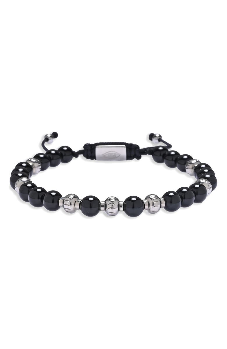 EYE CANDY LOS ANGELES Adrian Agate Beaded Slider Bracelet, Alternate, color, Black