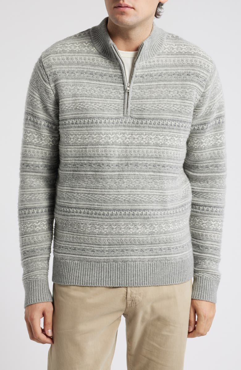 Peter Millar Crown Crafted Fair Isle Wool & Cahsmere Quarter Zip Sweater, Main, color, 