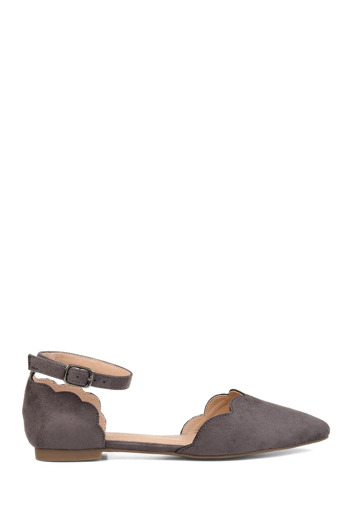 Journee Collection Lana Ankle Strap Flat, Alternate, color, Grey
