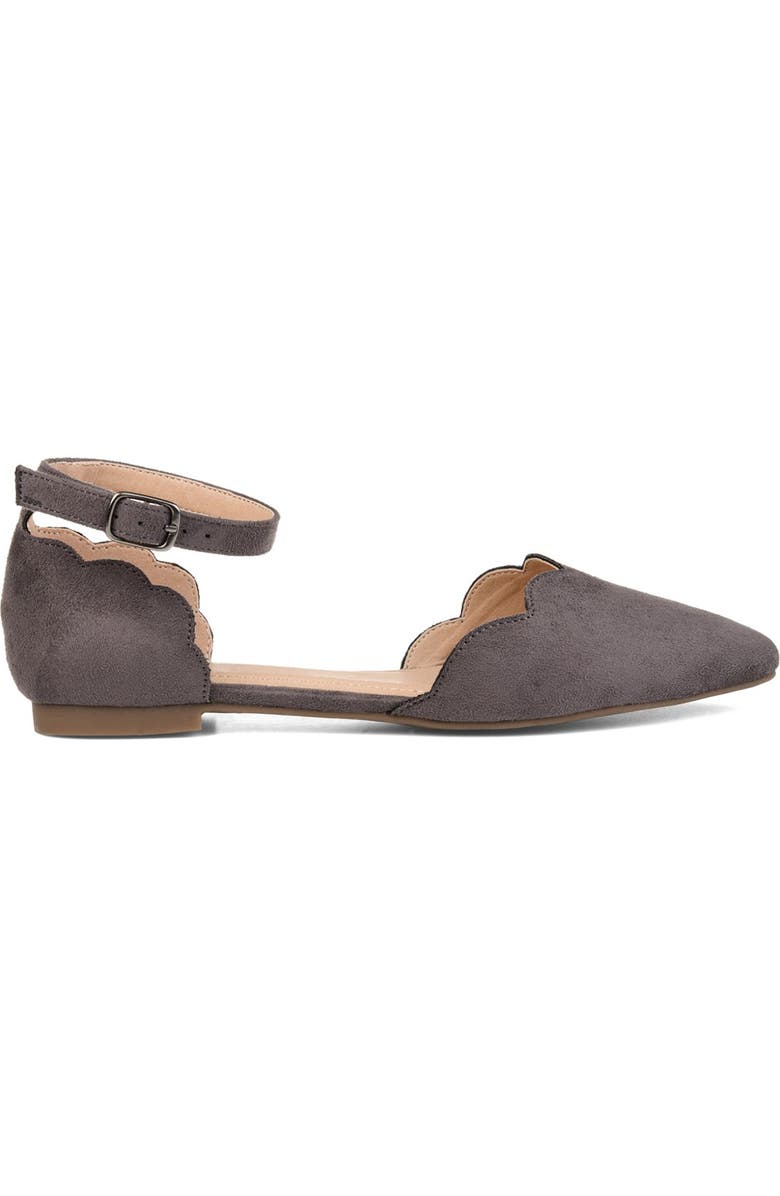 Journee Collection Lana Ankle Strap Flat, Alternate, color, Grey
