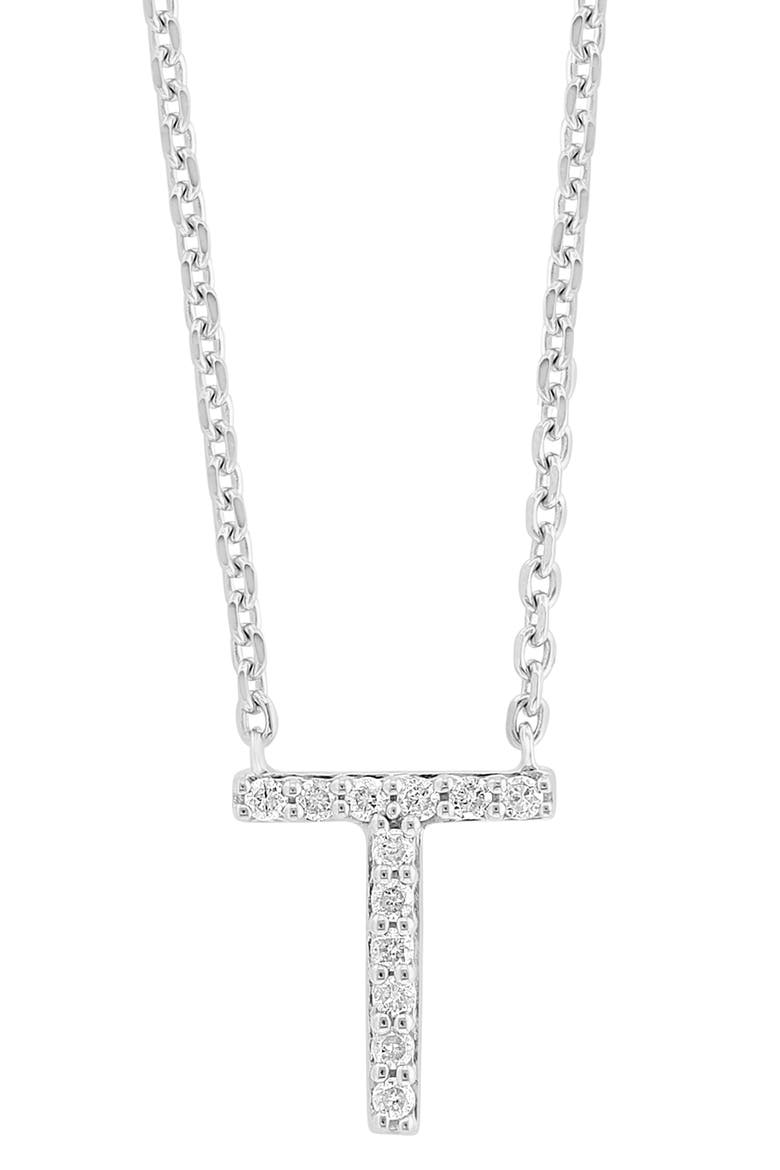 Sterling Silver Diamond 'T' Initial Pendant Necklace, Alternate, color, SILVER
