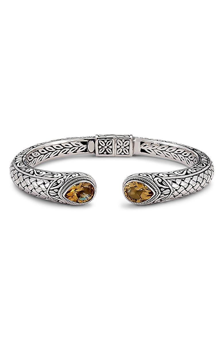 SAMUEL B. Sterling Silver Citrine Hinged Bangle Bracelet, Main, color, Citrine