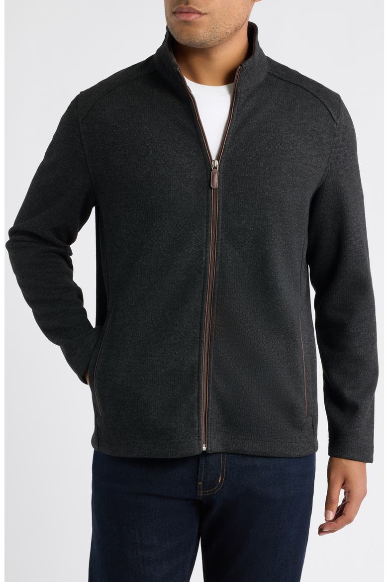 Heathered Knit Zip Jacket, Alternate, color, DARK CHARCOAL