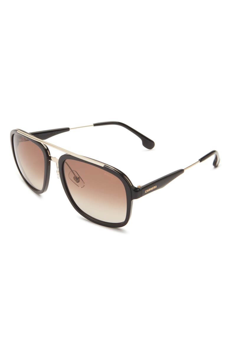 Carrera Eyewear 57mm Gradient Aviator Sunglasses, Alternate, color, Black Gold