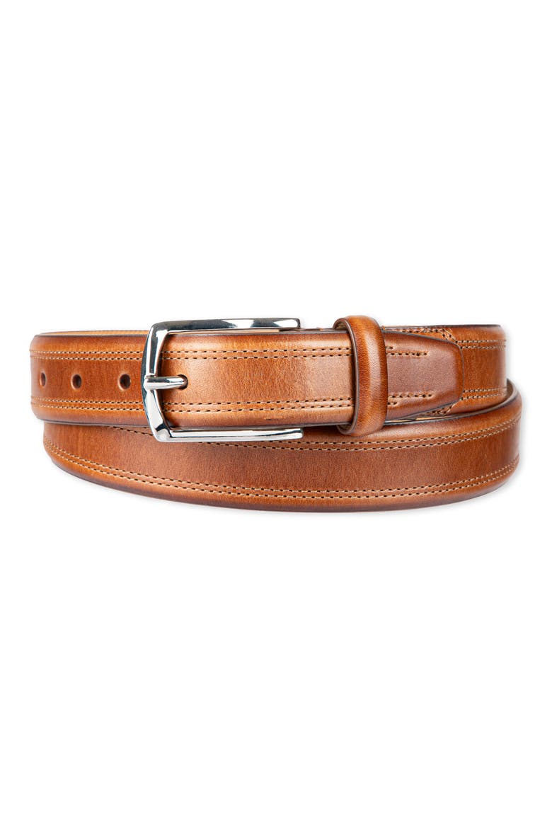 Fes Stitch Leather Belt, Main, color, BRITISH TAN