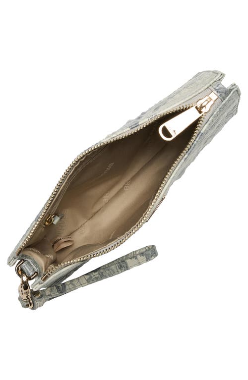 Brahmin Daisy Croc Embossed Leather Wristlet In Green