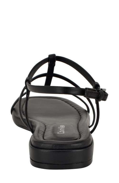 Calvin Klein Sallia T-strap Flat Sandal In Black