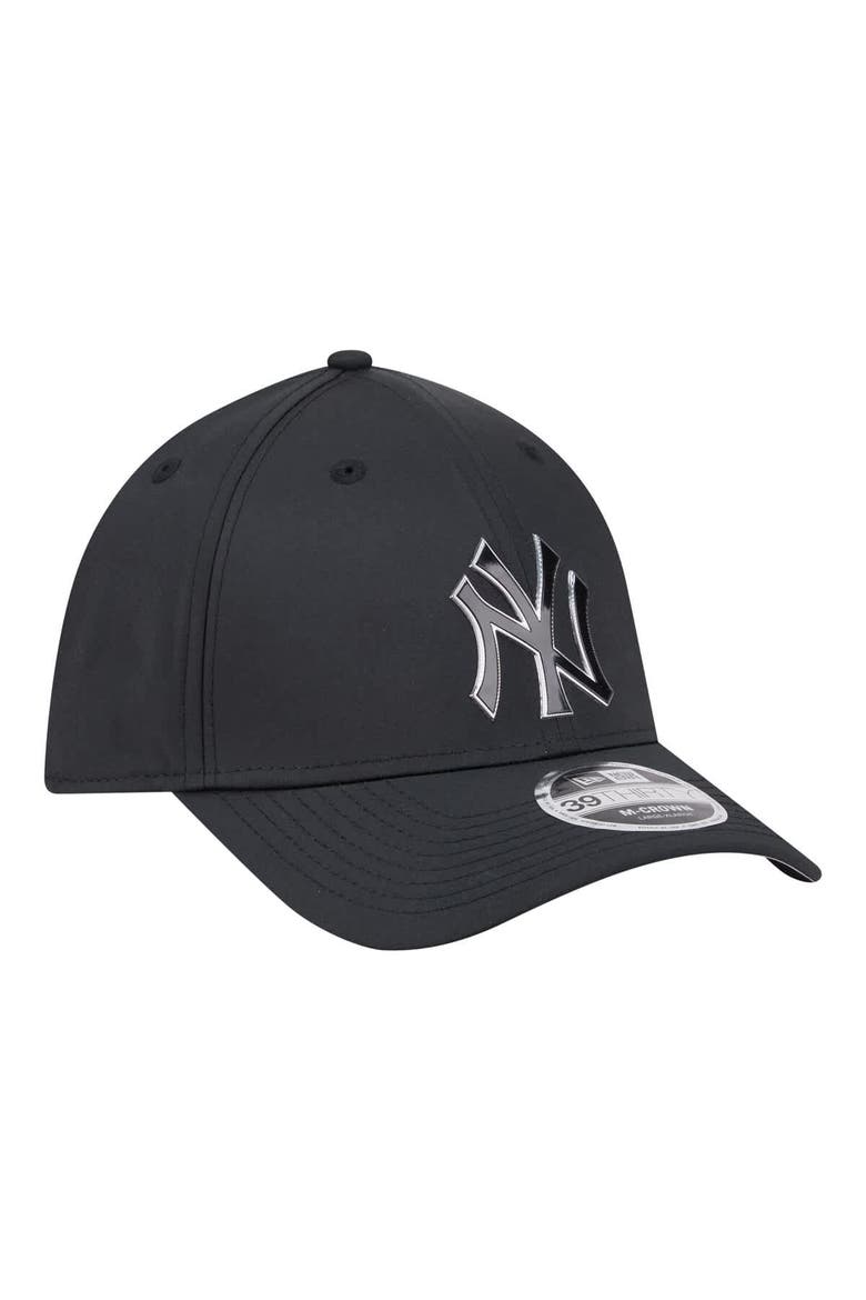 Men's New Era  Black New York Yankees Metallic 39THIRTY M-Crown Flex Hat, Alternate, color, Black