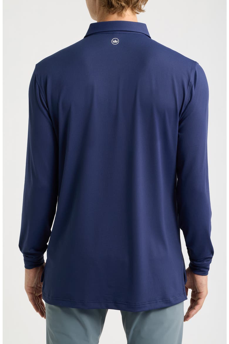 Lyons Heathered Long Sleeve Performance Jersey Polo, Alternate, color, NAVY