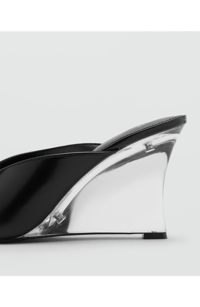 MANGO Peep Toe Wedge Slide Sandal, Alternate, color, Black