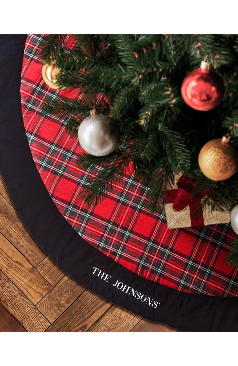 Petite Plume Imperial Tartan Plaid Tree Skirt, Alternate, color, Red