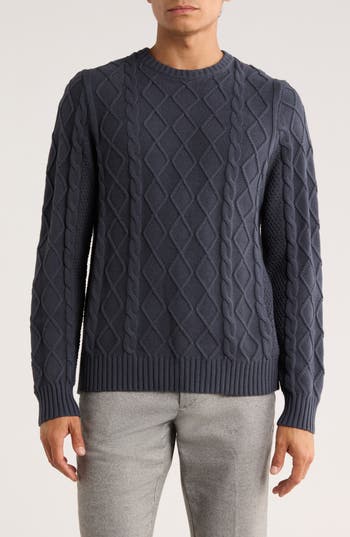 14th & Union Cable Knit Sweater In Gray