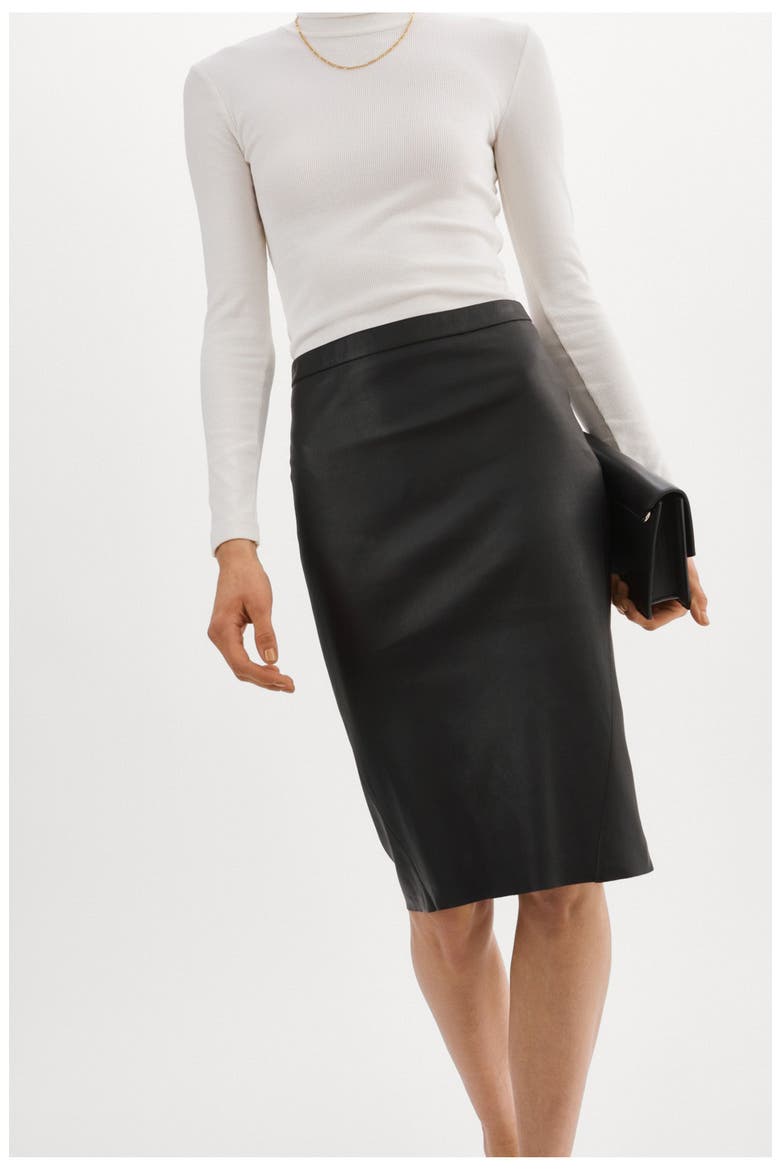 Avana | Leather Pencil Skirt, Main, color, BLACK