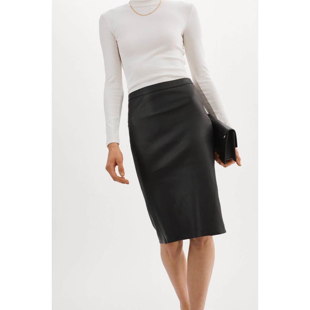 Lamarque Avana | Leather Pencil Skirt In Black