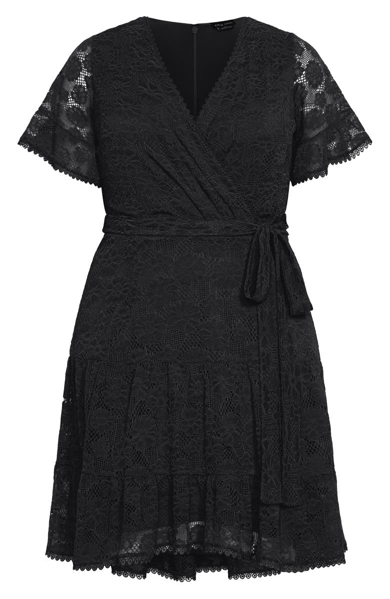City Chic Garden Kisses Lace Faux Wrap Dress, Alternate, color,