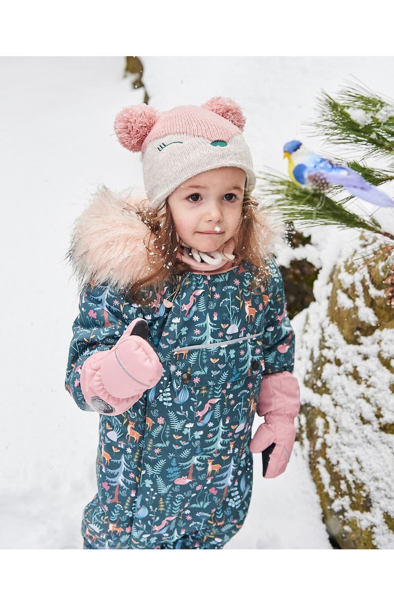 Deux par Deux Baby Girl's Knit Hat With Ears Light Pink Deer Face, Alternate, color,