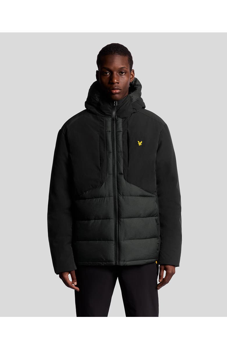 Lyle & Scott Wadded Hybrid Hooded Jacket, Main, color, Jet Black