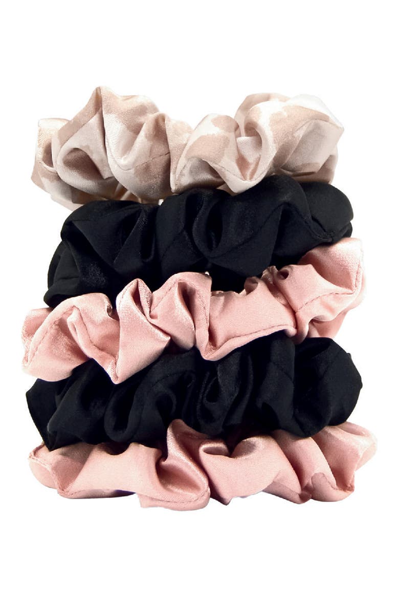 Satin 5-Pack Sleep Scrunchies, Main, color, ASSORTED