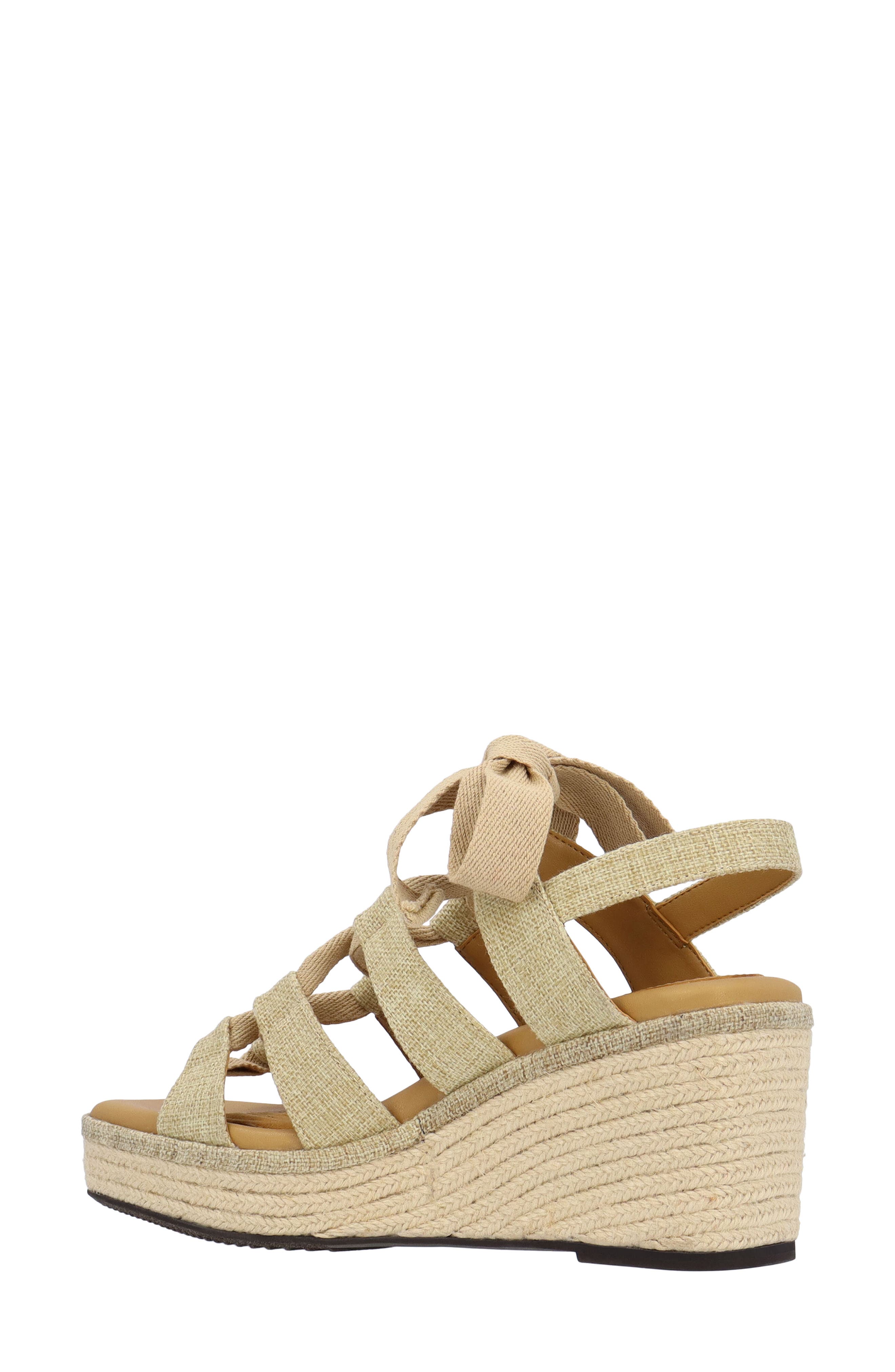 J. Reneé Garlynn Lace-Up Platform Wedge Sandal - Wide Width Available, Alternate, color, Tan