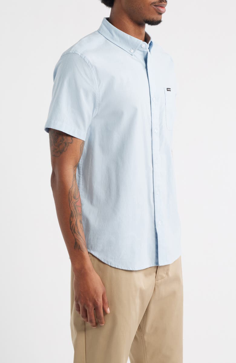 Brixton Sanford Oxford Short Sleeve Cotton Blend Button-Up Shirt, Alternate, color, Blue Aura