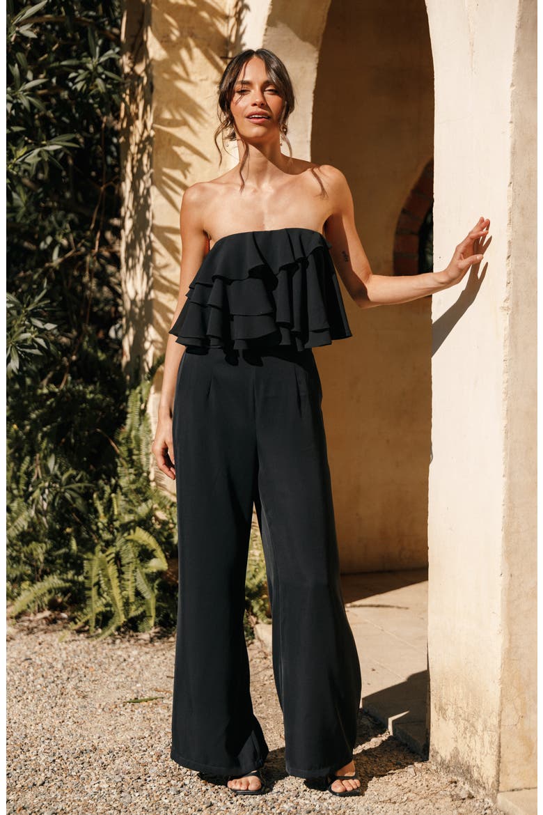 Georgiana Popover Strapless Jumpsuit, Alternate, color, BLACK