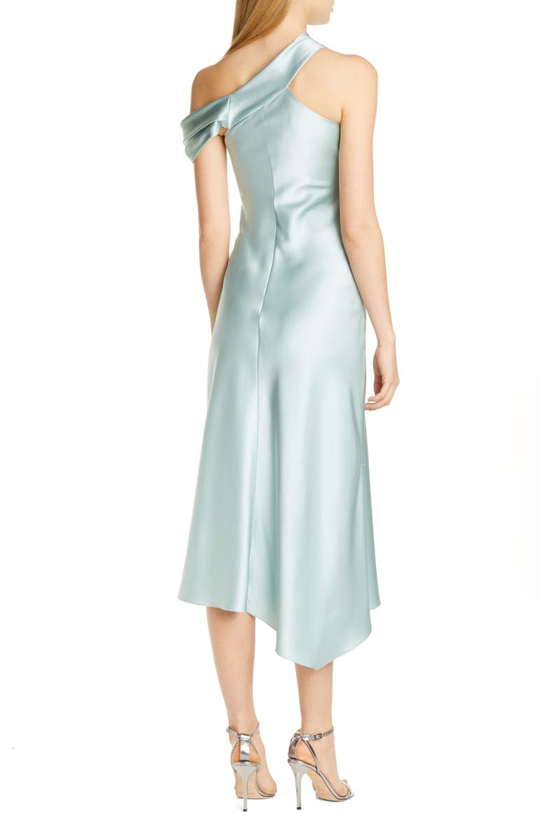 One-Shoulder Silk Satin Slipdress, Alternate, color, JADE