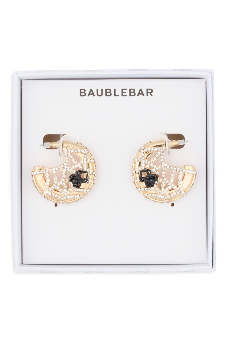 Spider Web Hoop Earrings, Main, color, CLEAR