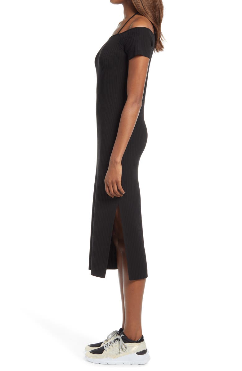 WAYF Deena Off the Shoulder Rib Knit Midi Dress, Alternate, color, 