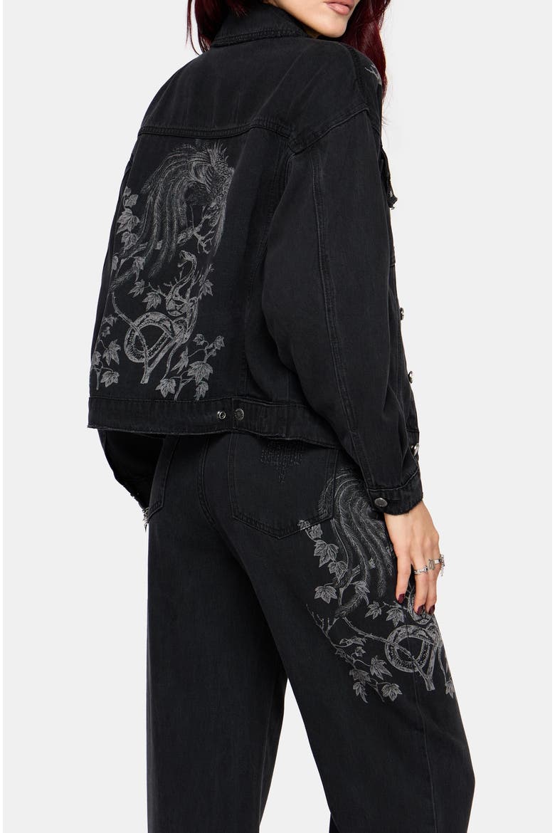 Cleo Phoenix Denim Jacket, Alternate, color, Black