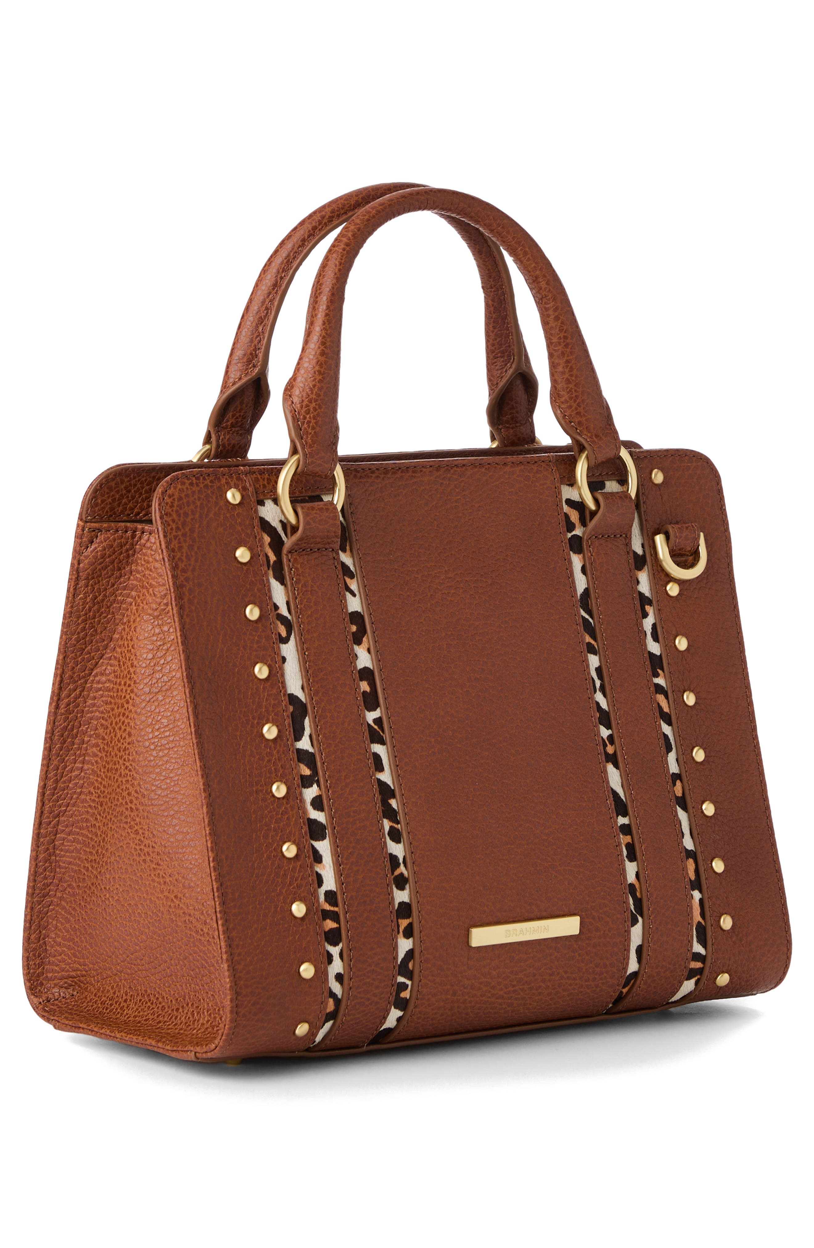 Brahmin Cami Genuine Calf Hair Trim Leather Satchel, Alternate, color, 