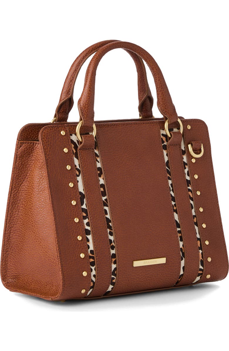 Brahmin Cami Genuine Calf Hair Trim Leather Satchel, Alternate, color,