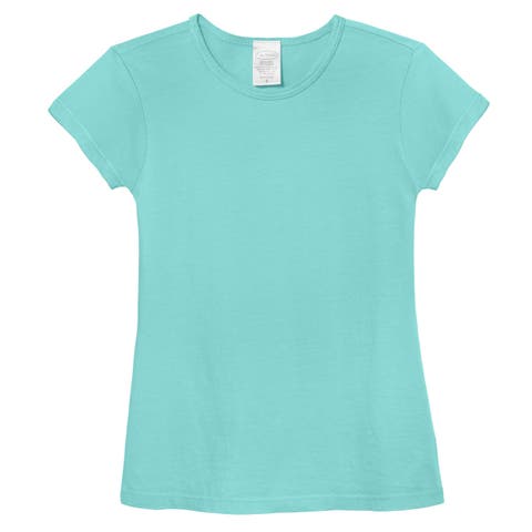 Girls Organic Cotton Soft Jersey Cap Sleeve Crew Tee (Toddler/Kids)