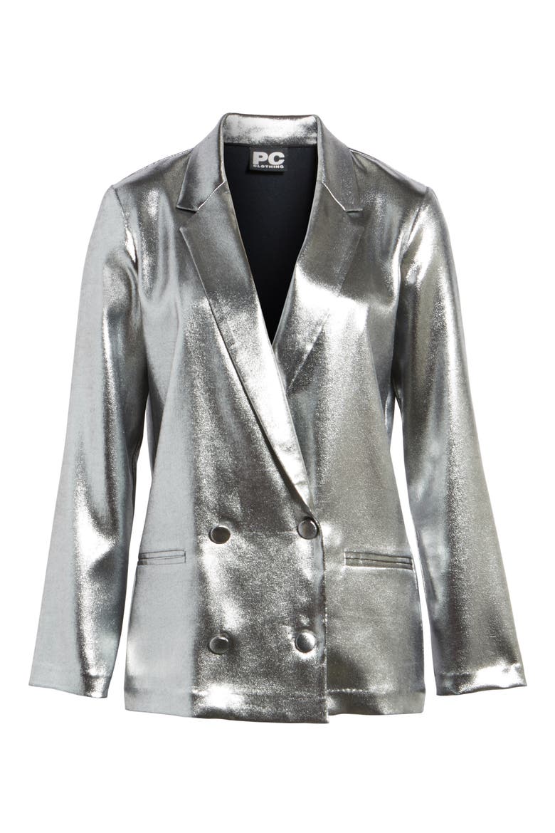 Metallic Suit Jacket, Alternate, color, SILVER