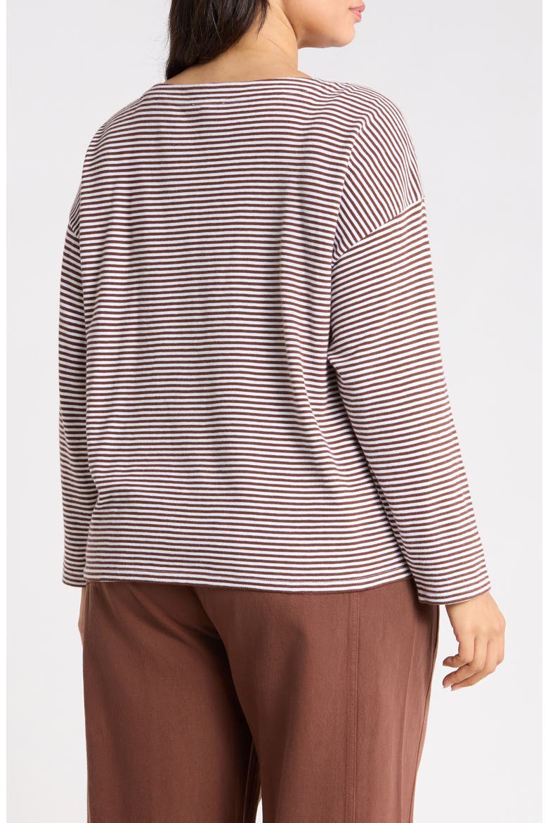 Striped Bateau Neck Boxy Organic Cotton Top, Alternate, color, TRUFL
