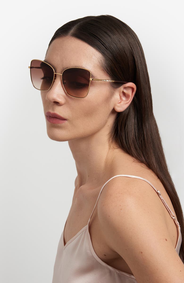 Stuart Weitzman 58mm Gradient Butterfly Sunglasses, Alternate, color, Gold Brown Horn