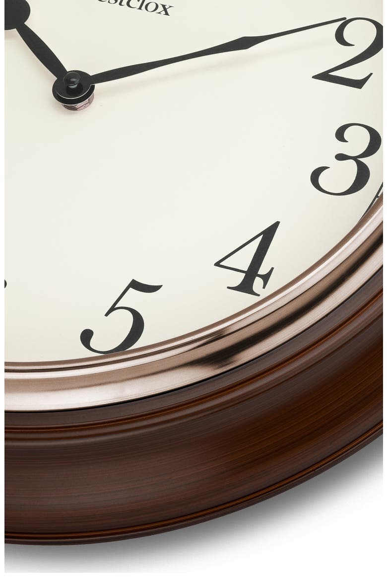 15.5-Inch Woodgrain Wall Clock, Alternate, color, BROWN