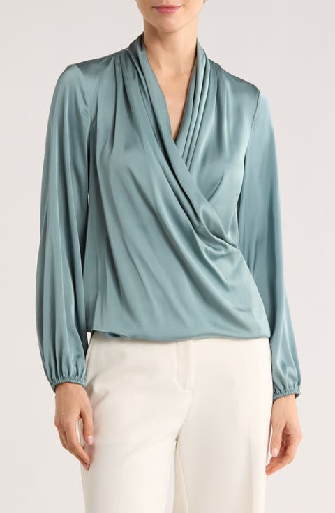Long Sleeve Faux Wrap Top