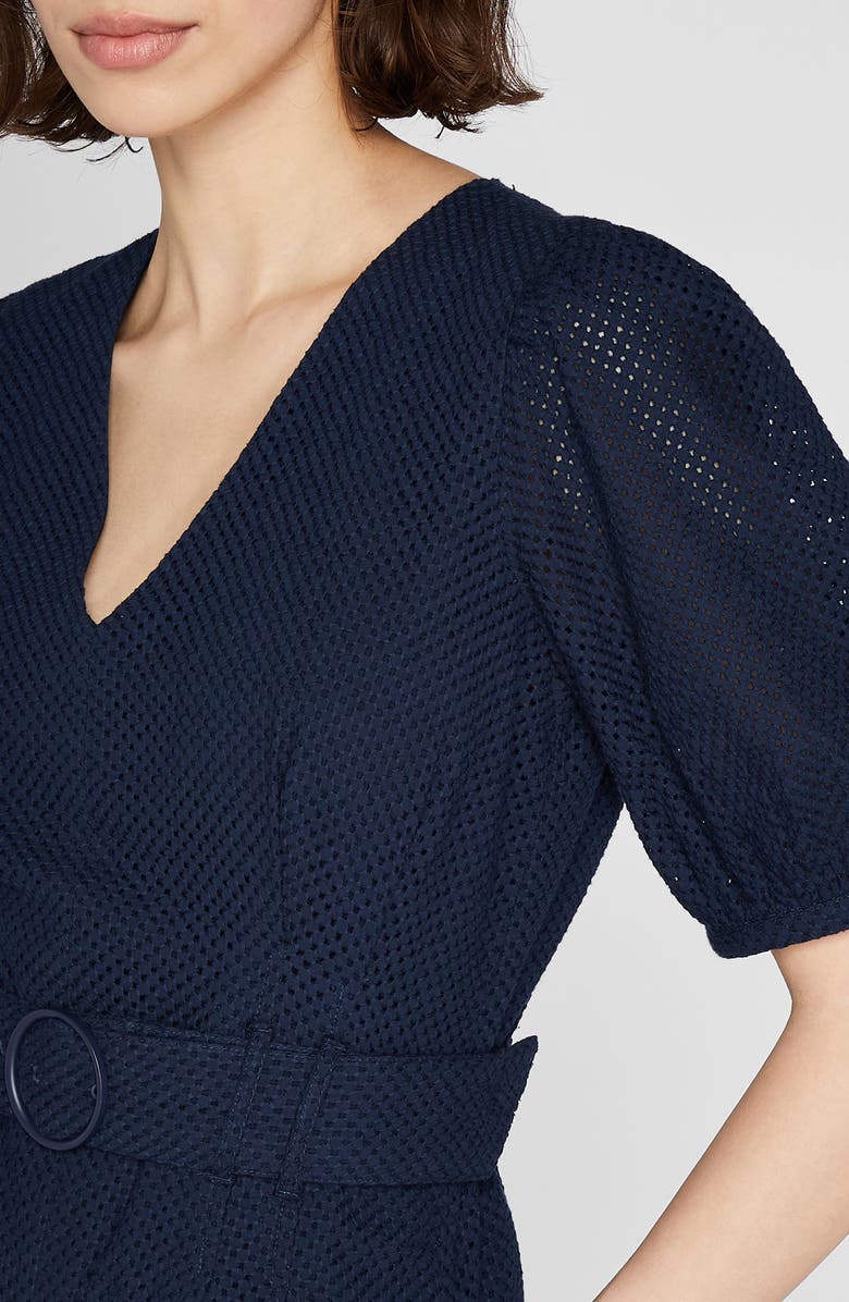 Club Monaco Belted Puff Sleeve Romper, Alternate, color, 