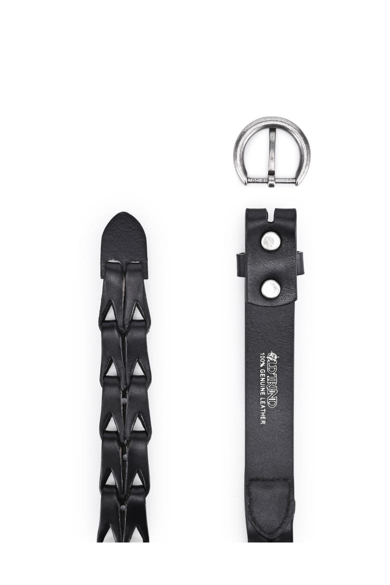 Oranda Genuine Leather Woven Studded Statement Belt, Alternate, color, Black